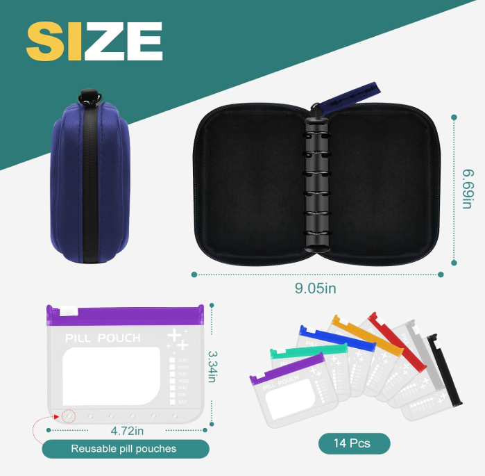 Futusly® 14 Days Premium Waterproof PU Travel Pill Organizer Set