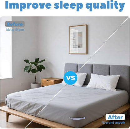 ✨GFOUK® SheetSnug Fitted Bed Sheet Fastener Clips with Locking Strips