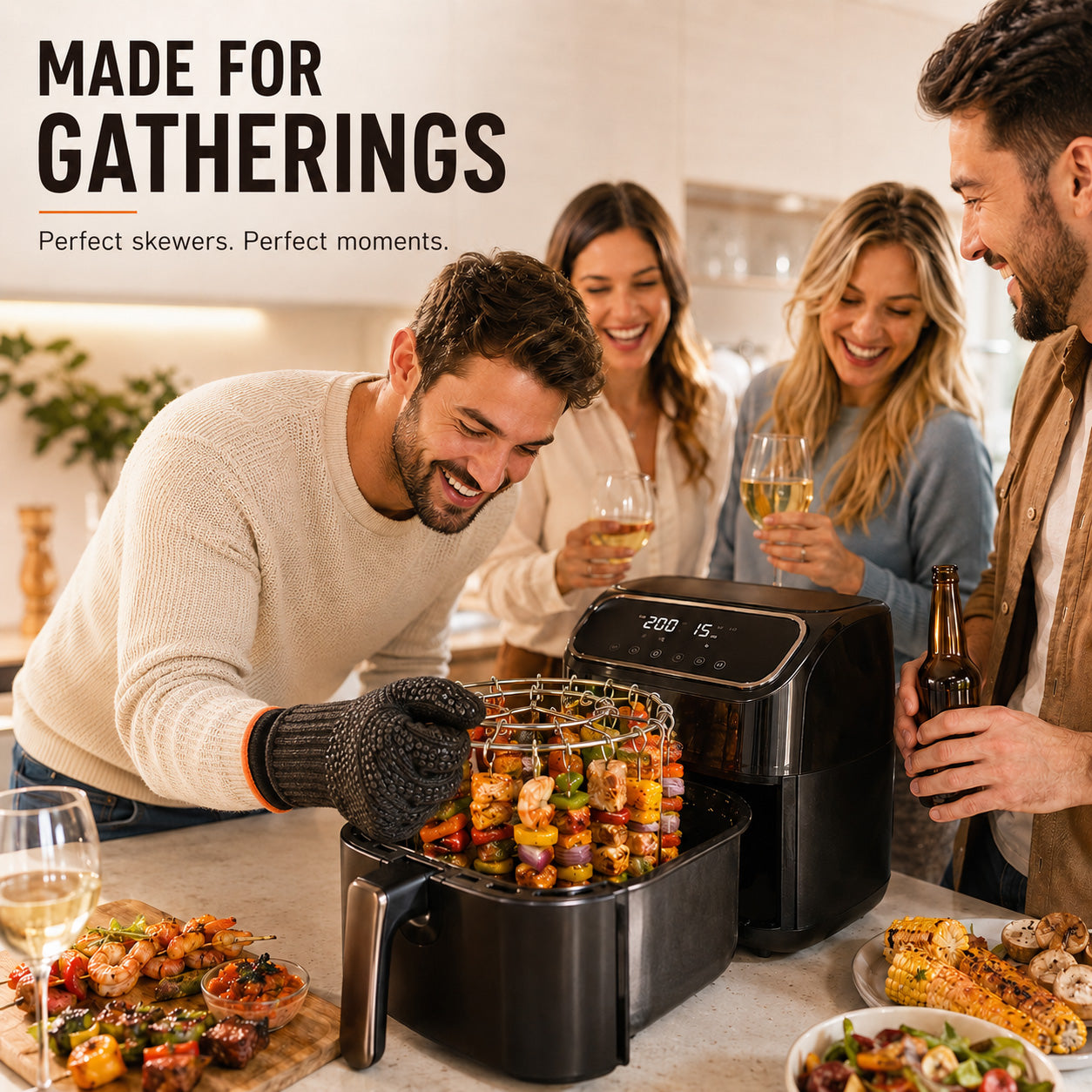 🔥HOT SALE 50% OFF BVJ® Air Fryer Skewer Rack-Kebab Holder for Air Fryers, Ovens & Homemade BBQ Snacks