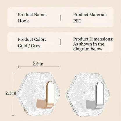 Aphine® Hexagonal Ripple Heavy Duty Hooks for Bathroom, Kitchen & Household Organization