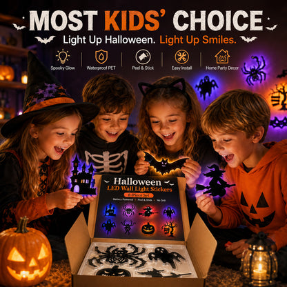 ✨BVJ® 🎃Halloween LED Silhouette Wall Light Stickers, Battery Powered Peel & Stick Decor Lights