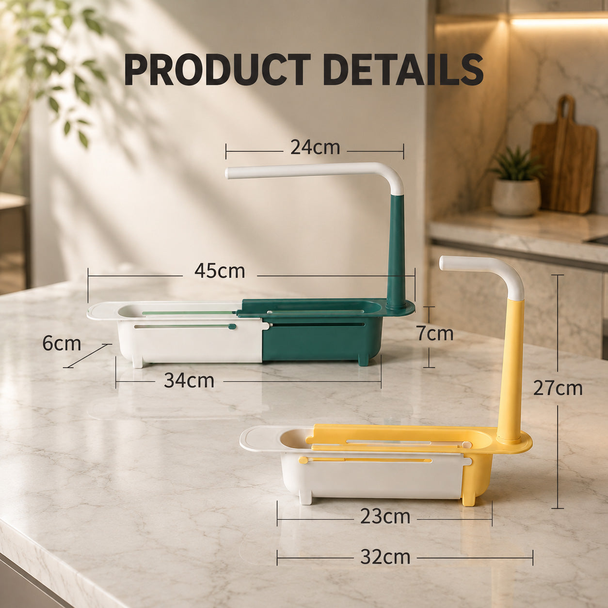 🔥KITCHEN BEST SELLER — 50% OFF GFOUK® 2-in-1 Sink Organizer Rack – Expandable Sponge Holder & Kitchen Towel Drying Bar