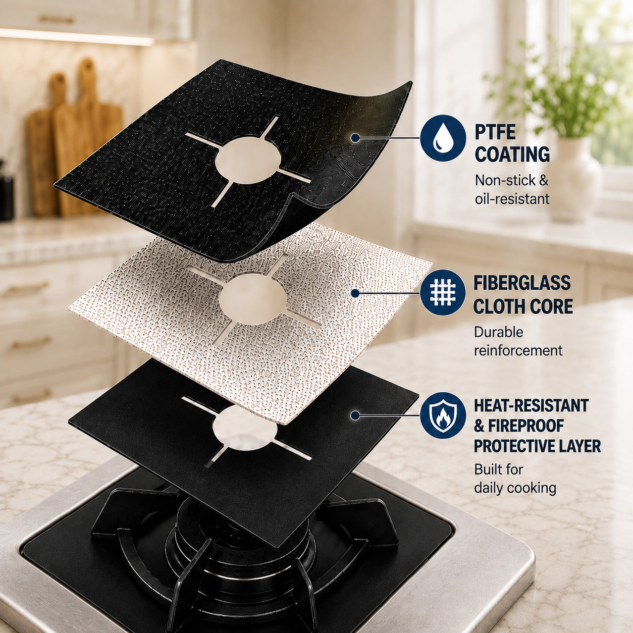 🎉Limited-Time Buy 1 Get 1 Free BVJ® Reusable Non-Stick Gas Stove Burner Covers – Heat-Resistant & Washable