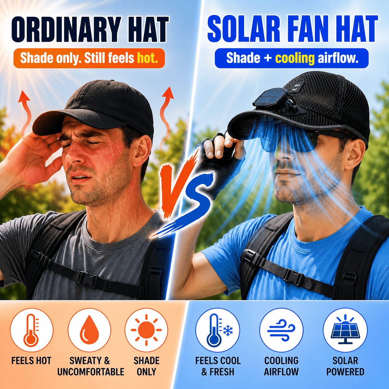 Billhol®🧢 Solar Cooling Fan Hat — Stay Cool Under the Sun