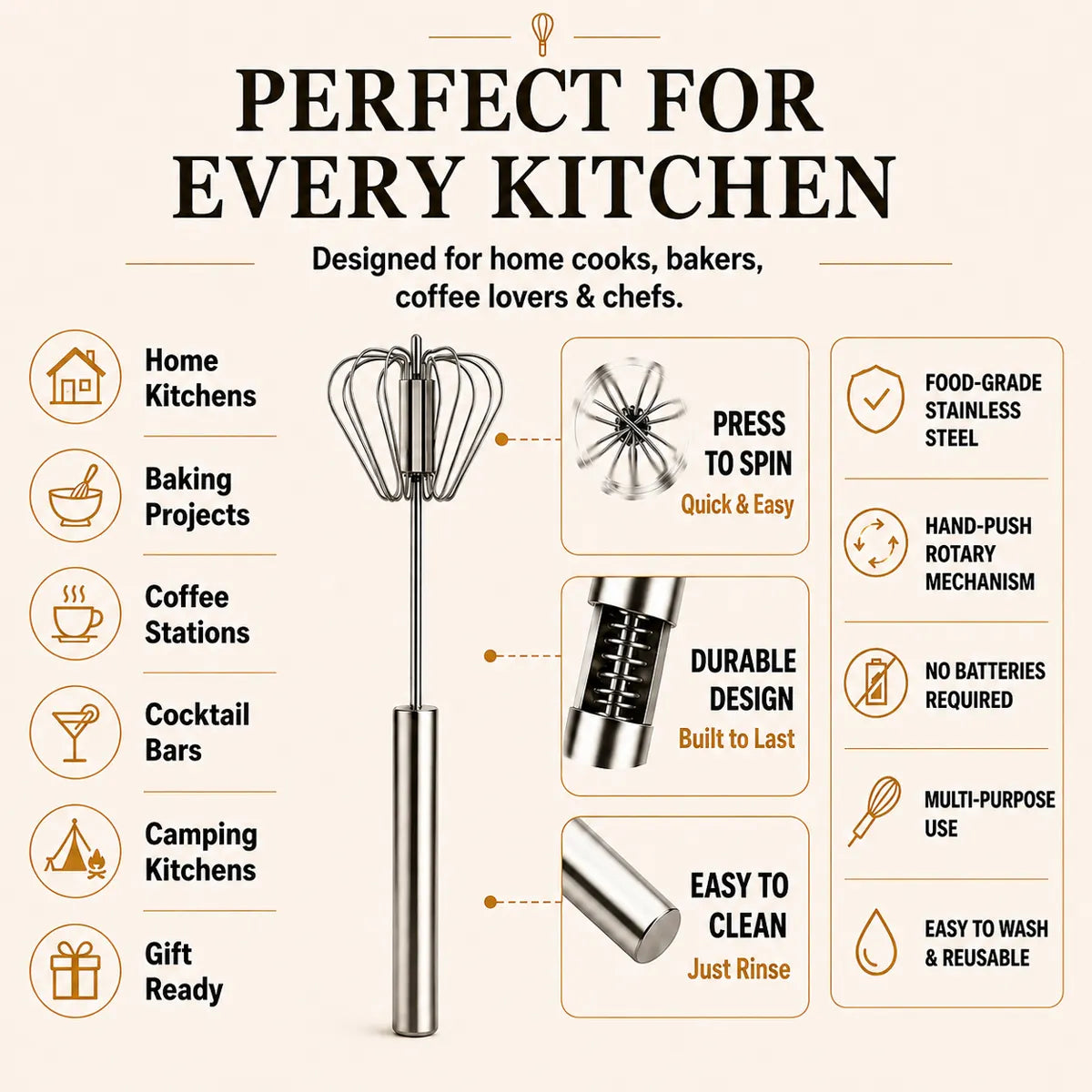 🍴EaseHub® Stainless Steel Hand-Push Rotary Whisk—Effortless Everyday Mixing
