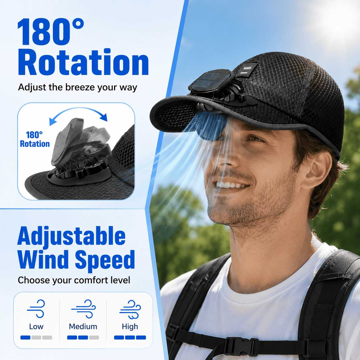 Billhol®🧢 Solar Cooling Fan Hat — Stay Cool Under the Sun