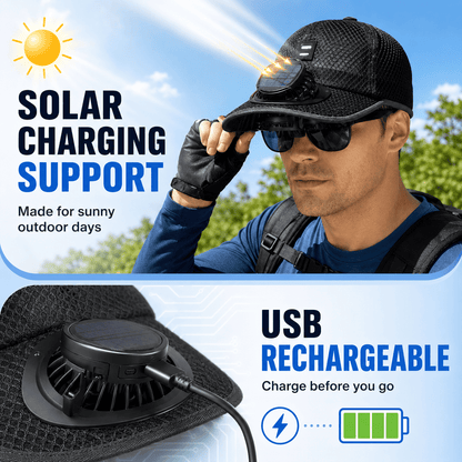 Billhol®🧢 Solar Cooling Fan Hat — Stay Cool Under the Sun