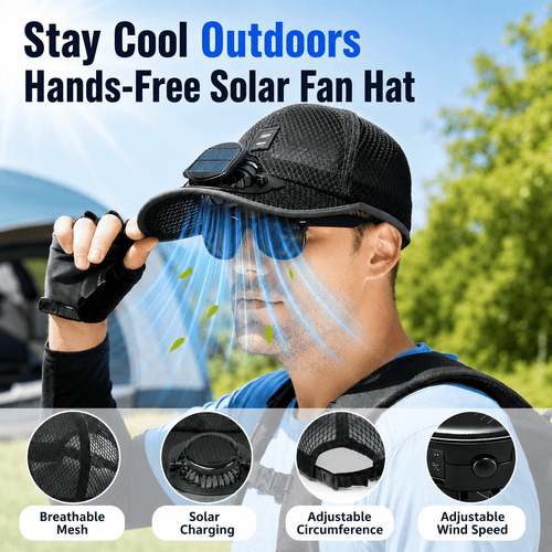 Billhol®🧢 Solar Cooling Fan Hat — Stay Cool Under the Sun