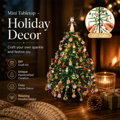 BVJ® Mini Tabletop DIY Beaded Christmas Tree Craft Kit | Handmade Holiday Home Decor