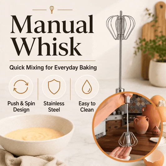 🍴EaseHub® Stainless Steel Hand-Push Rotary Whisk—Effortless Everyday Mixing