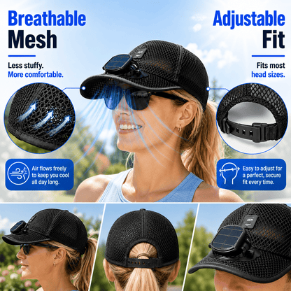 Billhol®🧢 Solar Cooling Fan Hat — Stay Cool Under the Sun