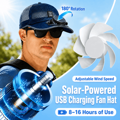 Billhol®🧢 Solar Cooling Fan Hat — Stay Cool Under the Sun