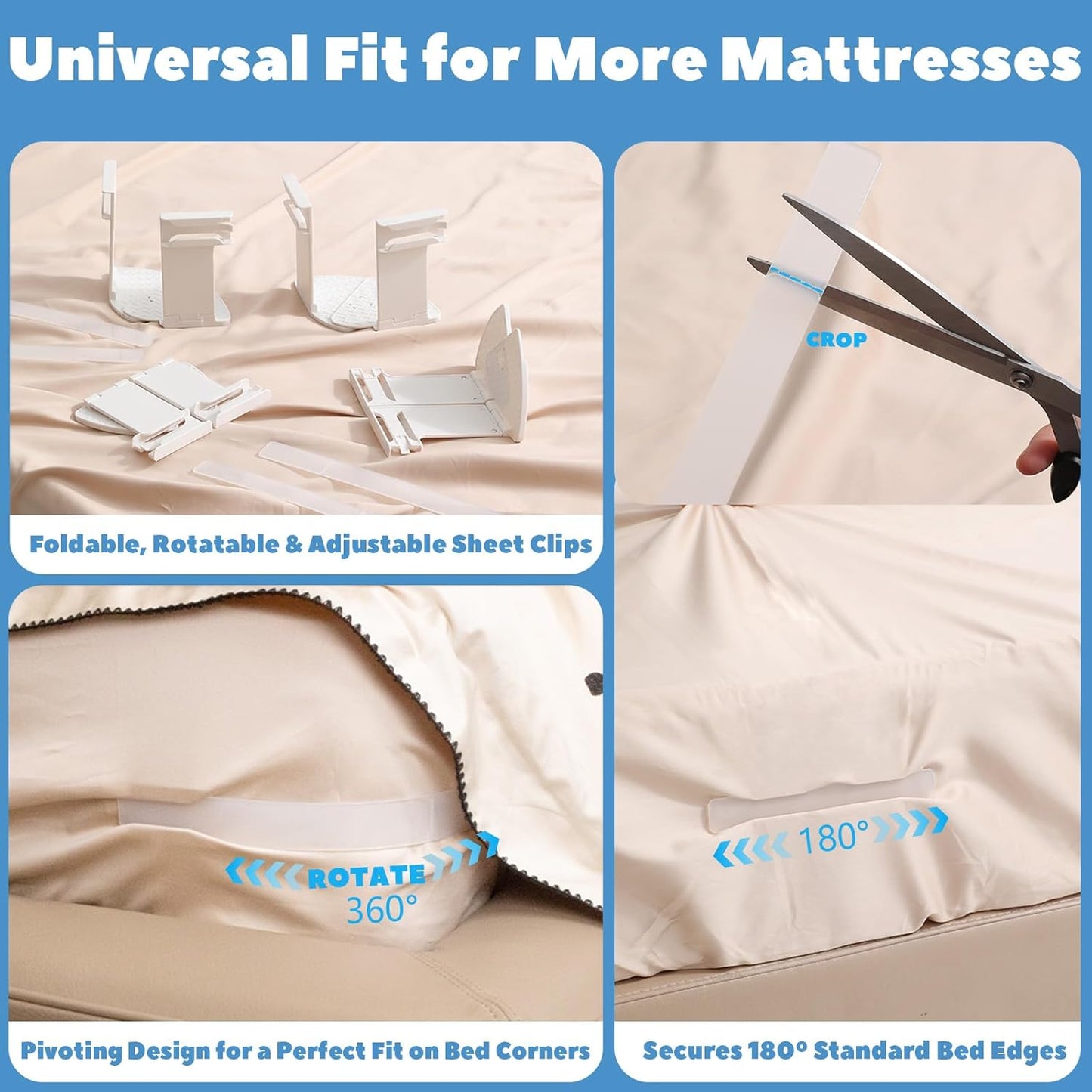 ✨GFOUK® SheetSnug Fitted Bed Sheet Fastener Clips with Locking Strips