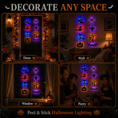 ✨BVJ® 🎃Halloween LED Silhouette Wall Light Stickers, Battery Powered Peel & Stick Decor Lights