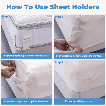 ✨GFOUK® SheetSnug Fitted Bed Sheet Fastener Clips with Locking Strips