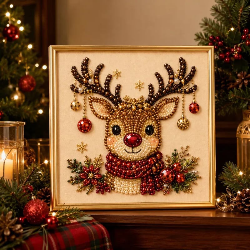 🎄GFOUK® ✨ 3D Christmas Pearl Craft Kit – Relaxing DIY Holiday Art