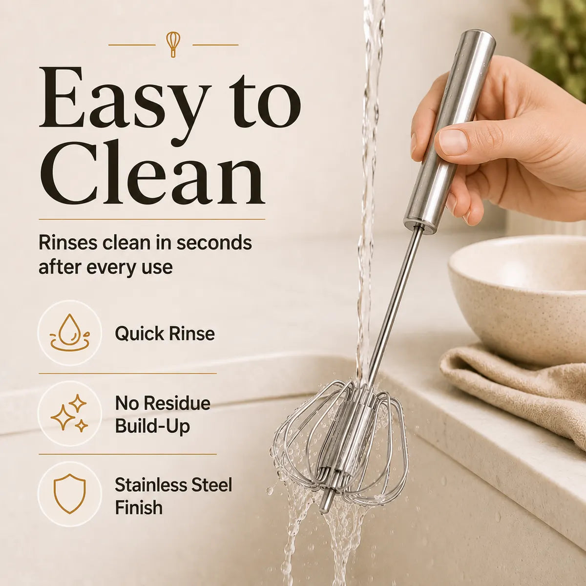🍴EaseHub® Stainless Steel Hand-Push Rotary Whisk—Effortless Everyday Mixing