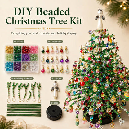 BVJ® Mini Tabletop DIY Beaded Christmas Tree Craft Kit | Handmade Holiday Home Decor