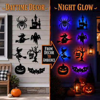 ✨BVJ® 🎃Halloween LED Silhouette Wall Light Stickers, Battery Powered Peel & Stick Decor Lights