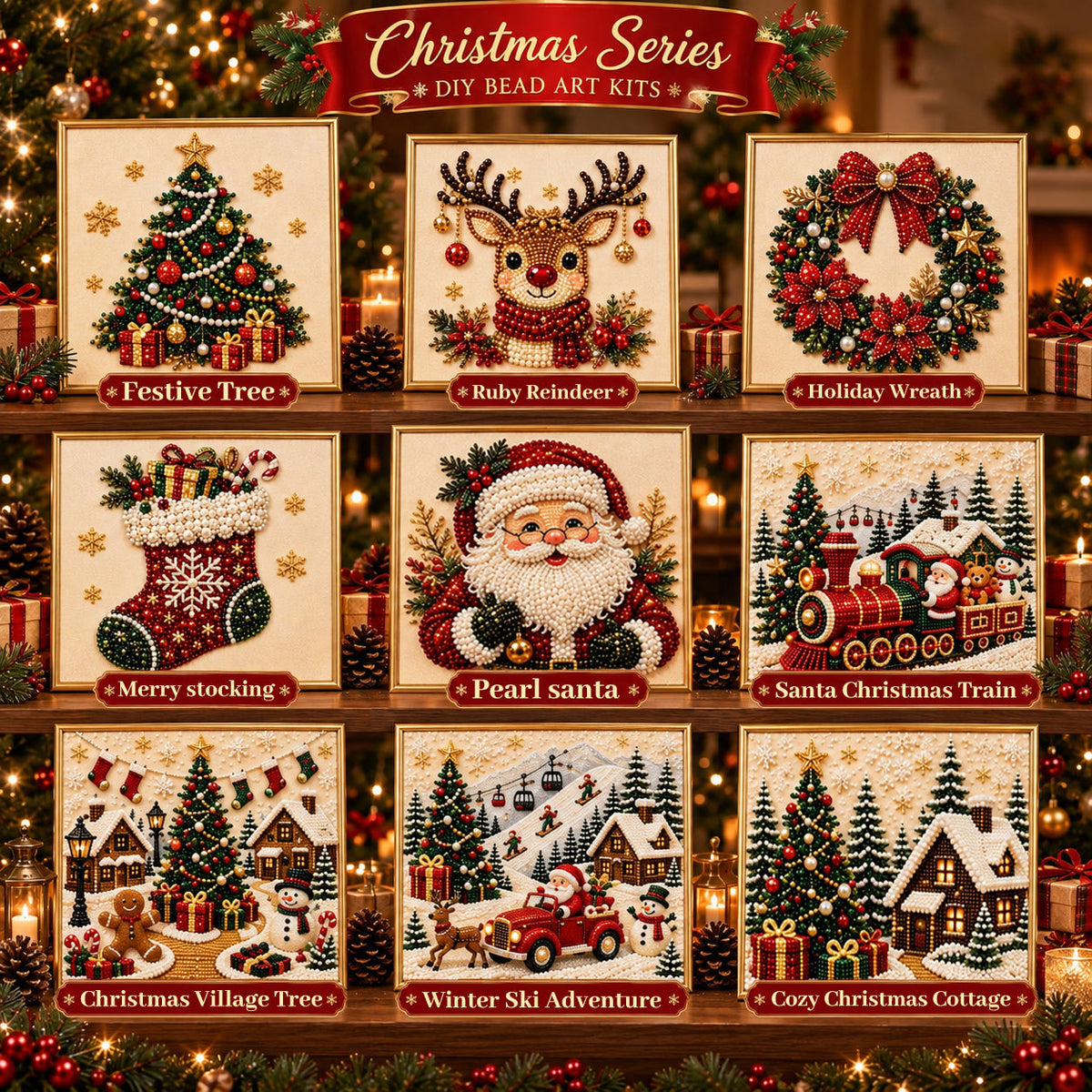 🎄GFOUK® ✨ 3D Christmas Pearl Craft Kit – Relaxing DIY Holiday Art