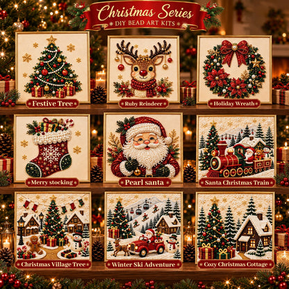 🎄GFOUK® ✨ 3D Christmas Pearl Craft Kit – Relaxing DIY Holiday Art