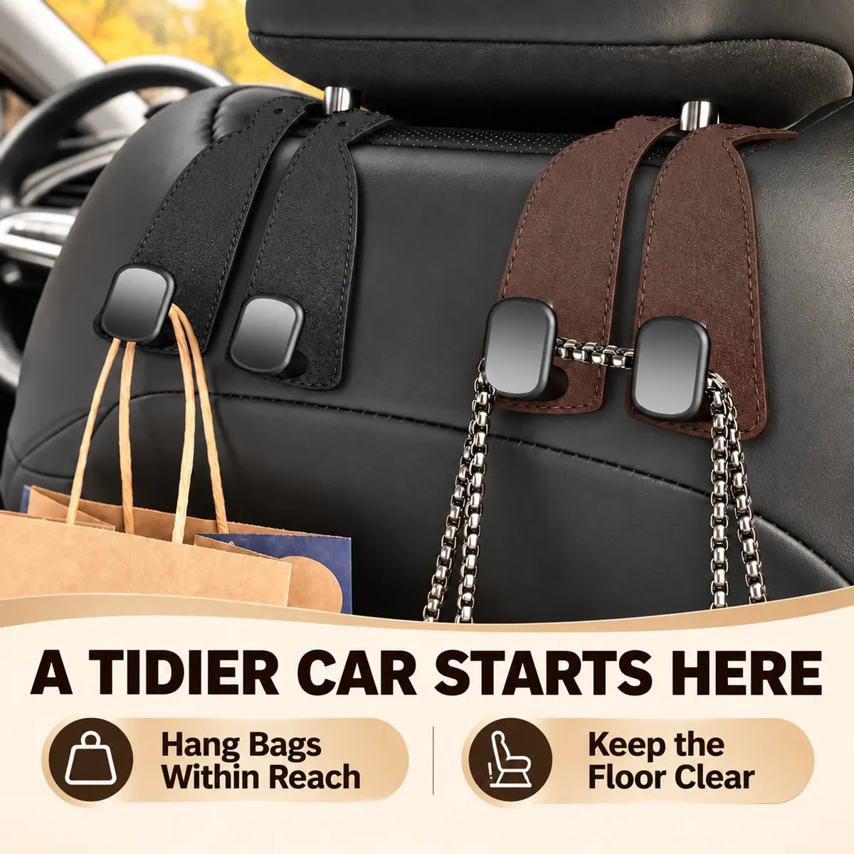🎁 BUY 1, GET 1 FREE Gaigu® Car Headrest Hooks — Less Clutter, More Room