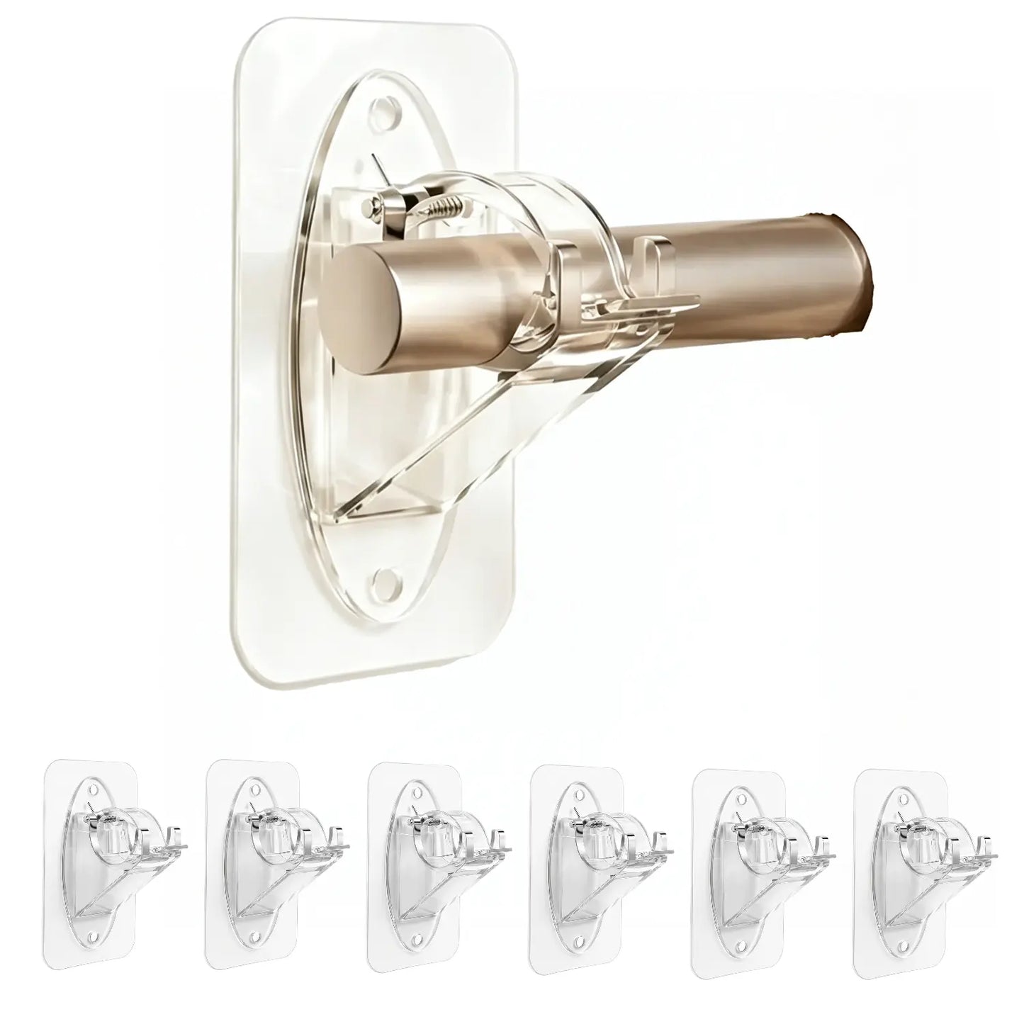 GFOUK® New Self Adhesive Rod Brackets, No Drill Needed Curtain Rod Holders