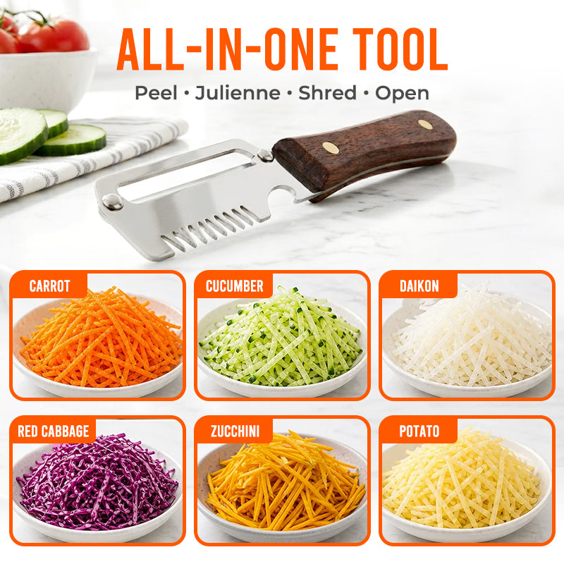 Hosday® Easy-Grip Wooden Peeler & Veggie Shredder