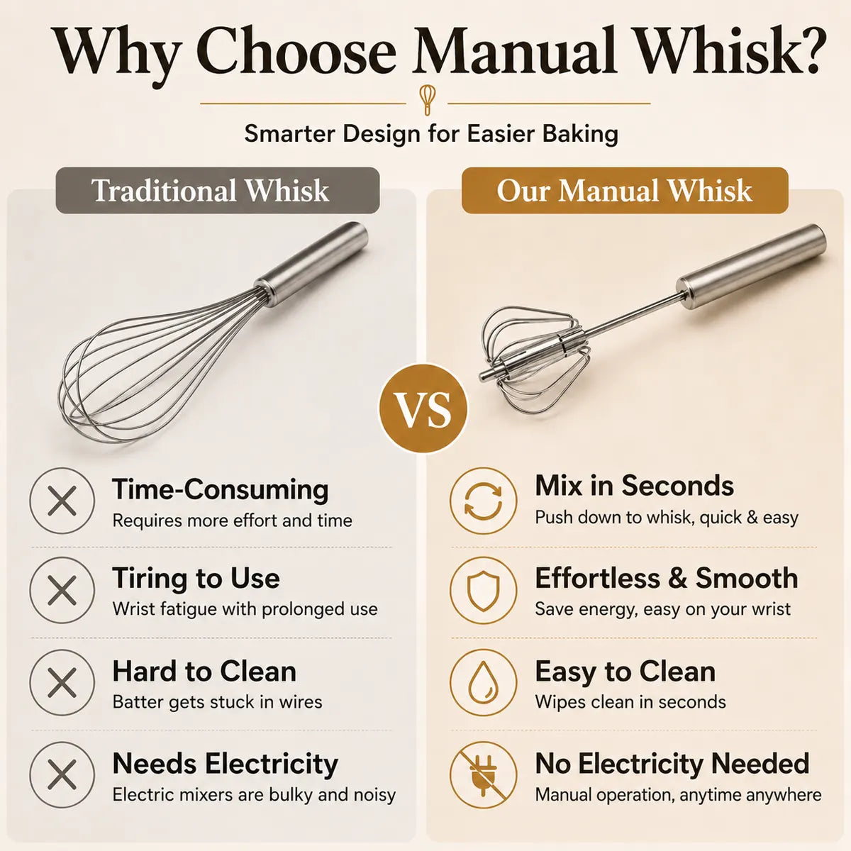 🍴EaseHub® Stainless Steel Hand-Push Rotary Whisk—Effortless Everyday Mixing