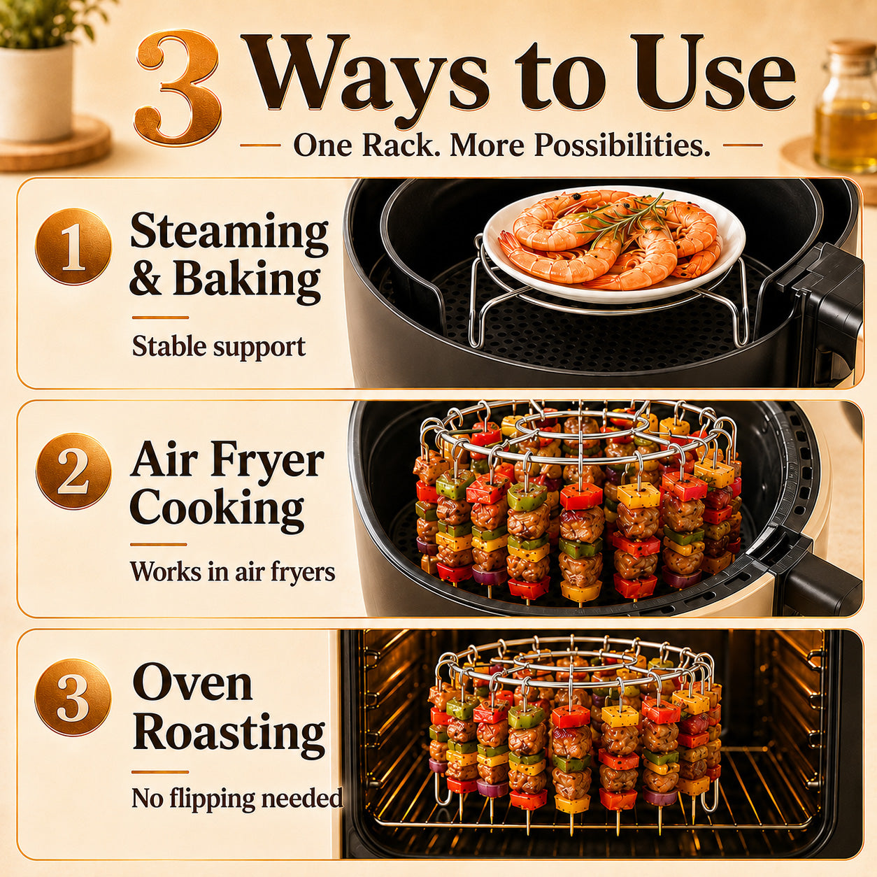 🔥HOT SALE 50% OFF BVJ® Air Fryer Skewer Rack-Kebab Holder for Air Fryers, Ovens & Homemade BBQ Snacks