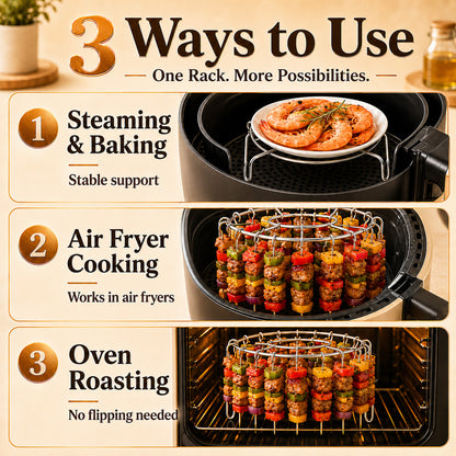 🔥HOT SALE 50% OFF BVJ® Air Fryer Skewer Rack-Kebab Holder for Air Fryers, Ovens & Homemade BBQ Snacks