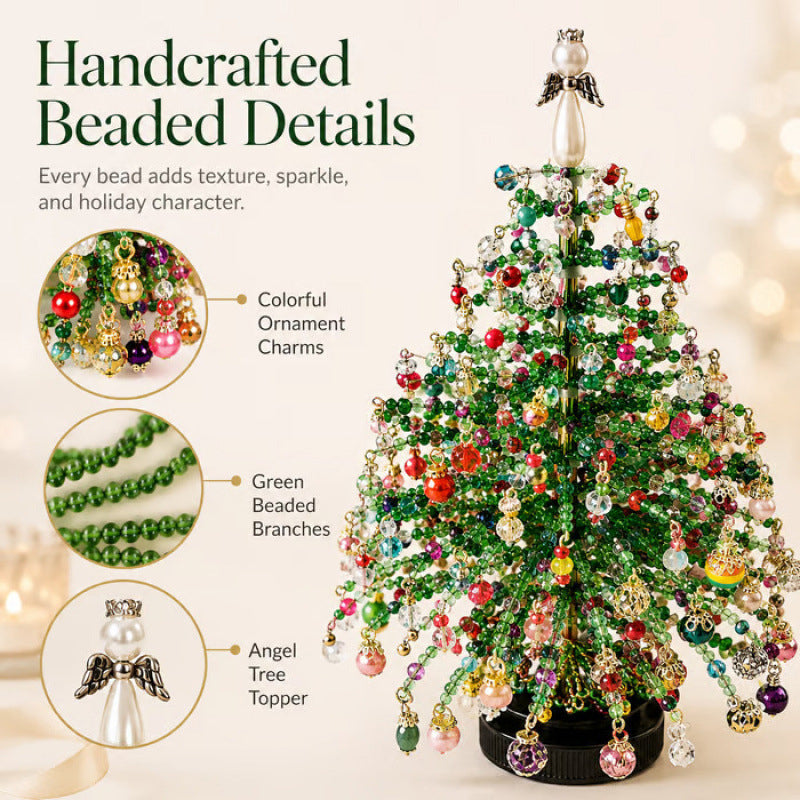 BVJ® Mini Tabletop DIY Beaded Christmas Tree Craft Kit | Handmade Holiday Home Decor