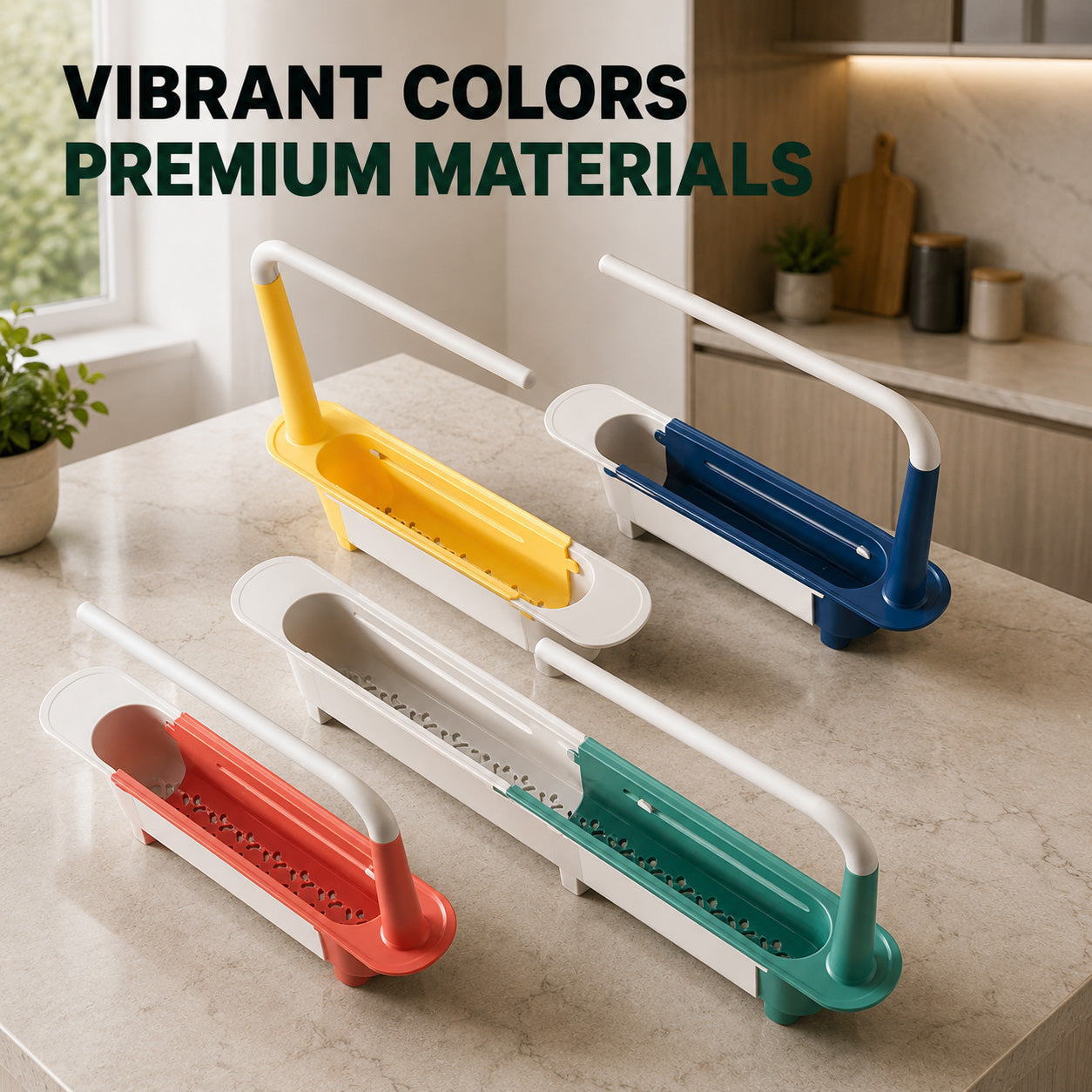 🔥KITCHEN BEST SELLER — 50% OFF GFOUK® 2-in-1 Sink Organizer Rack – Expandable Sponge Holder & Kitchen Towel Drying Bar
