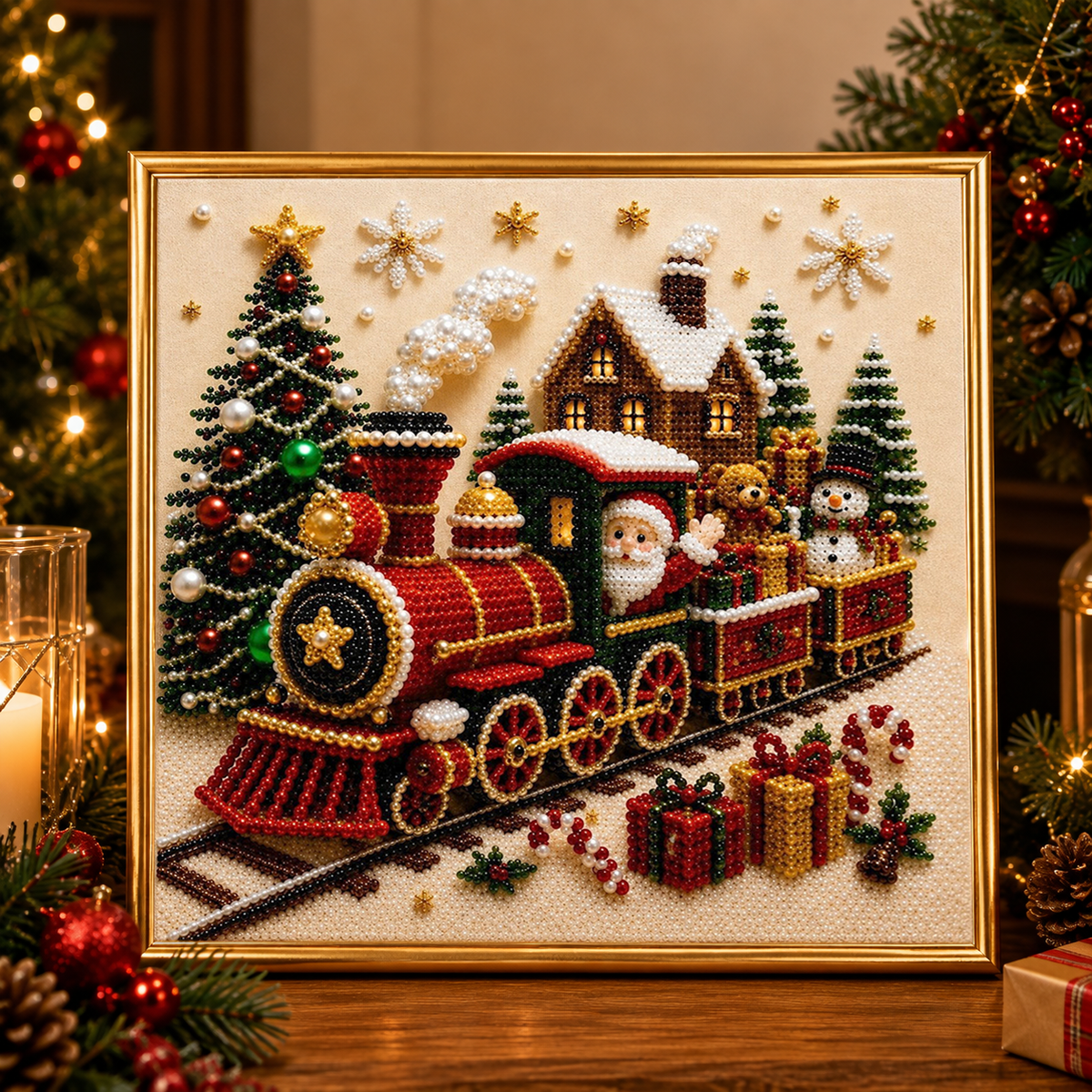🎄GFOUK® ✨ 3D Christmas Pearl Craft Kit – Relaxing DIY Holiday Art