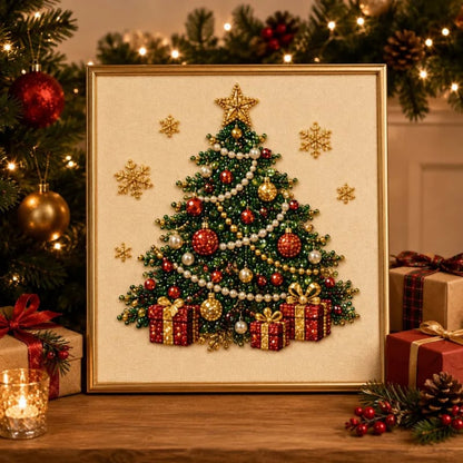 🎄GFOUK® ✨ 3D Christmas Pearl Craft Kit – Relaxing DIY Holiday Art