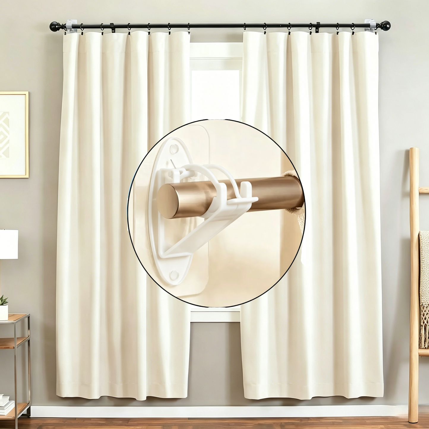 GFOUK® New Self Adhesive Rod Brackets, No Drill Needed Curtain Rod Holders