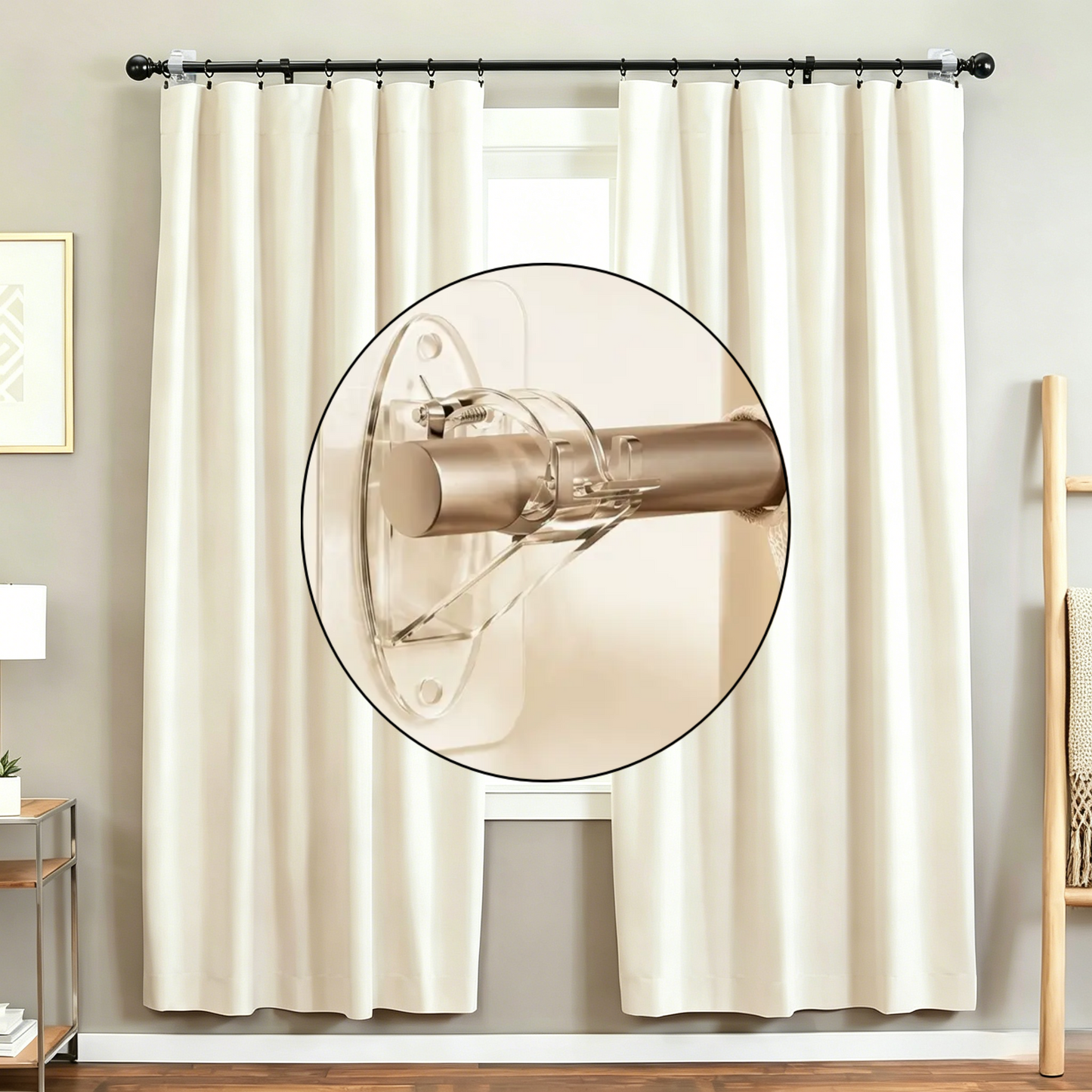 GFOUK® New Self Adhesive Rod Brackets, No Drill Needed Curtain Rod Holders