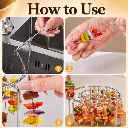 🔥HOT SALE 50% OFF BVJ® Air Fryer Skewer Rack-Kebab Holder for Air Fryers, Ovens & Homemade BBQ Snacks