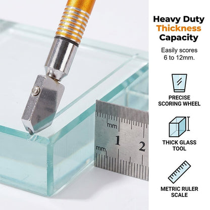 ⚡EaseHub® Professional Diamond Glass Cutter with Alloy Handle Roller Wheel