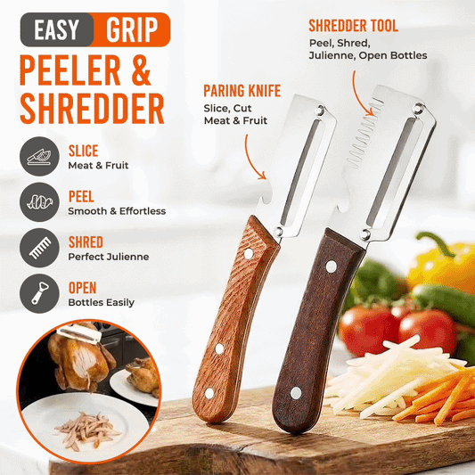 Hosday® Easy-Grip Wooden Peeler & Veggie Shredder