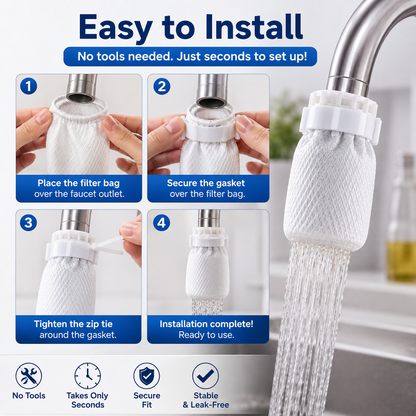 🔥Hot Sale!🔥GFOUK® Faucet Filter with Zip Tie