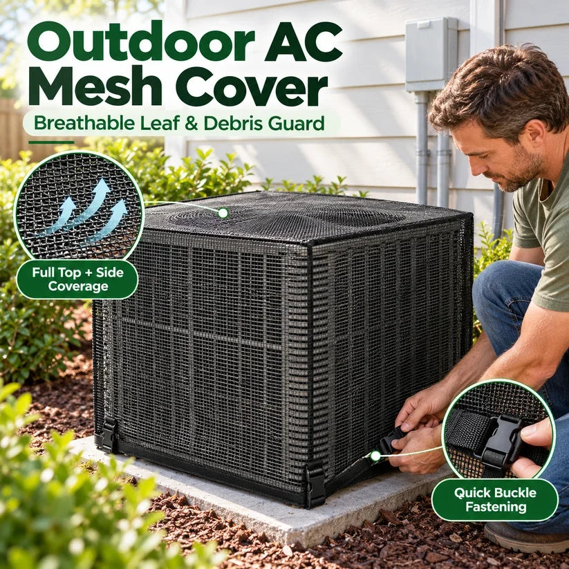 ❄️GFOUK®  Heavy-Duty Mesh AC Cover – All-Season Outdoor Protection