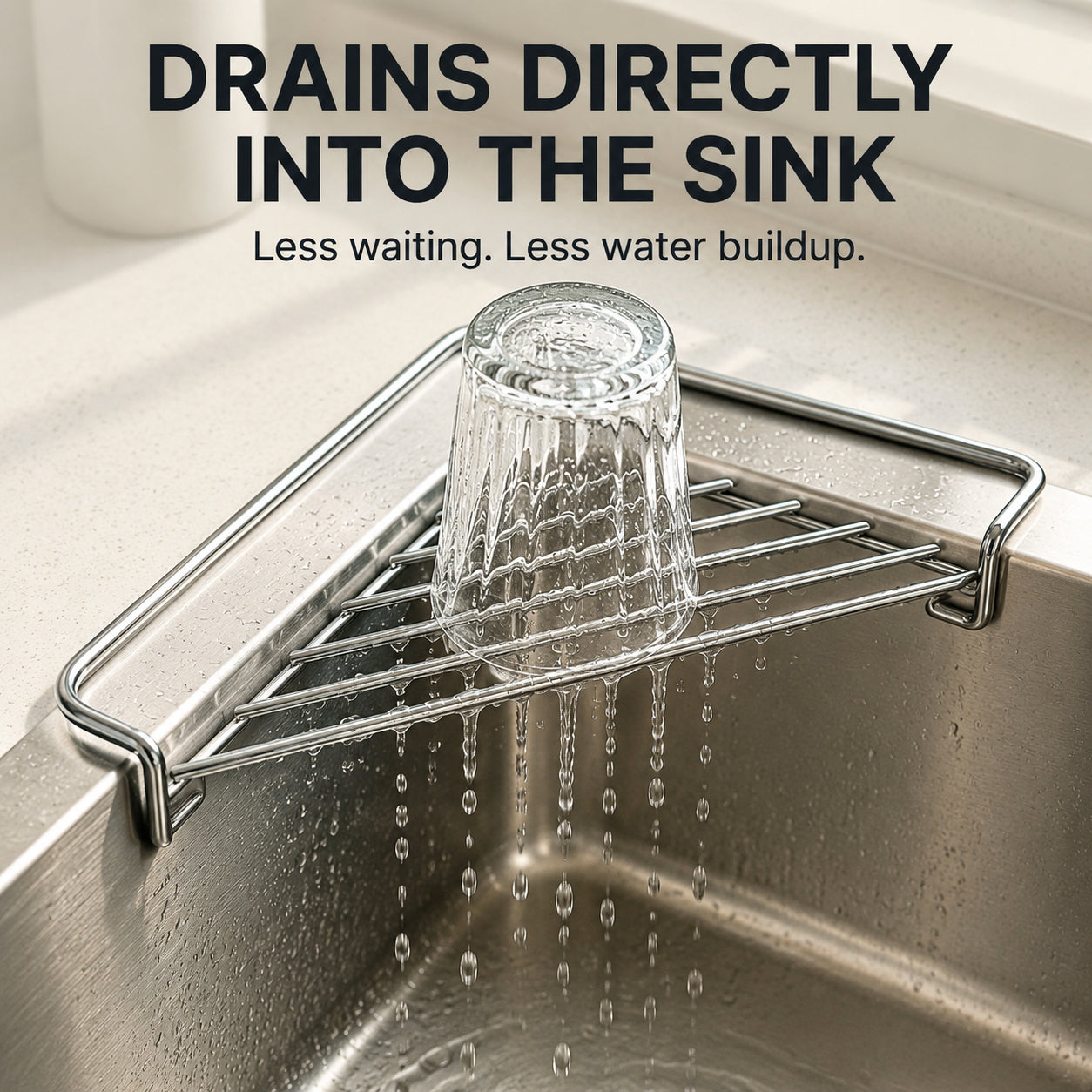 🧽 GFOUK® Stainless Steel Corner Sink Shelf – Triangular Drainage Rack for Sponge, Cloth & Brush Storage