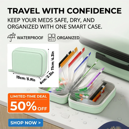 Futusly® 14 Days Premium Waterproof PU Travel Pill Organizer Set
