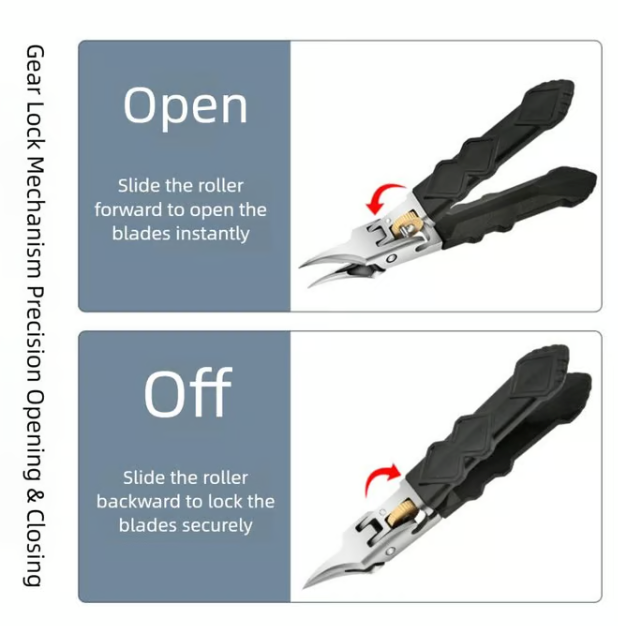 ✨GFOUK® Black Anti-Slip Grip Gear Lock Nail Clipper