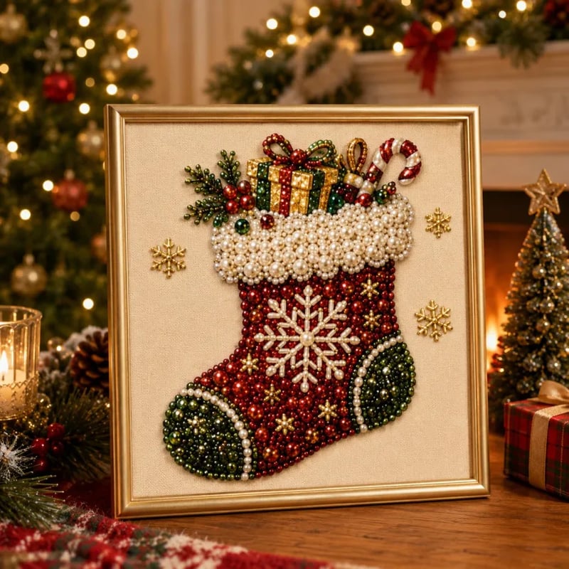 🎄GFOUK® ✨ 3D Christmas Pearl Craft Kit – Relaxing DIY Holiday Art