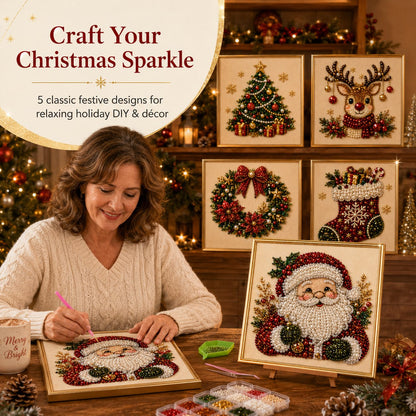 🎄GFOUK® ✨ 3D Christmas Pearl Craft Kit – Relaxing DIY Holiday Art