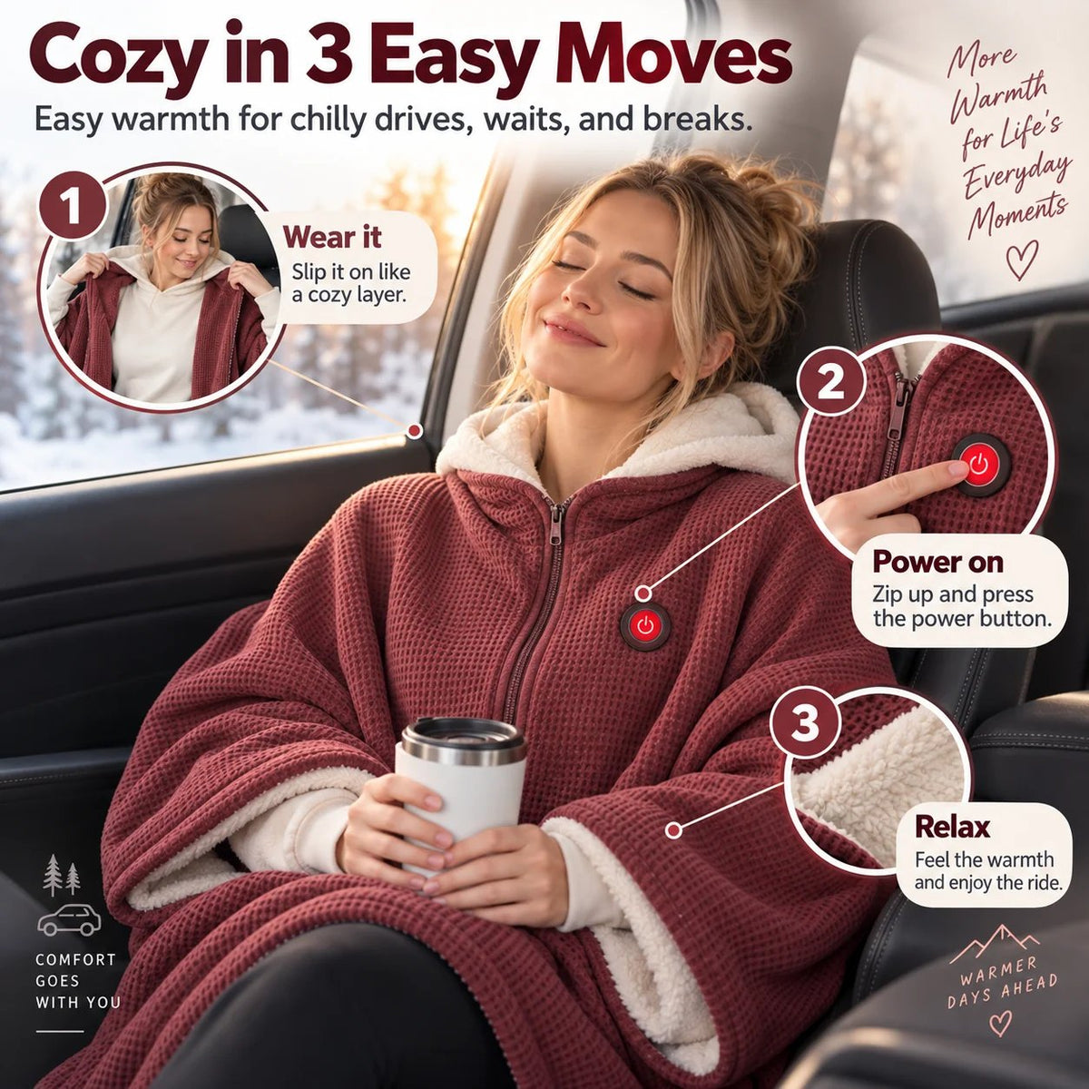 🧣LAST DAY 49% OFF🔥LUCKYSONG® Wearable Heated Blanket – Cozy Hands-Free Warmth☀️