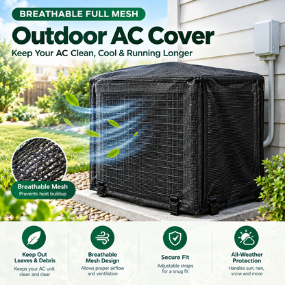 ❄️GFOUK®  Heavy-Duty Mesh AC Cover – All-Season Outdoor Protection