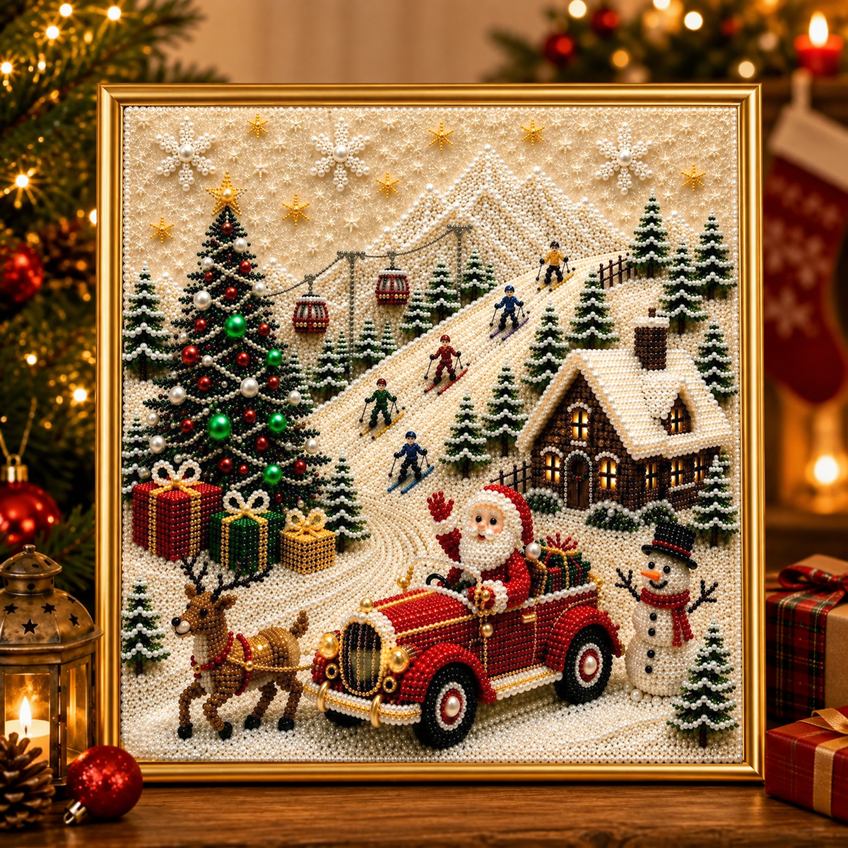 🎄GFOUK® ✨ 3D Christmas Pearl Craft Kit – Relaxing DIY Holiday Art